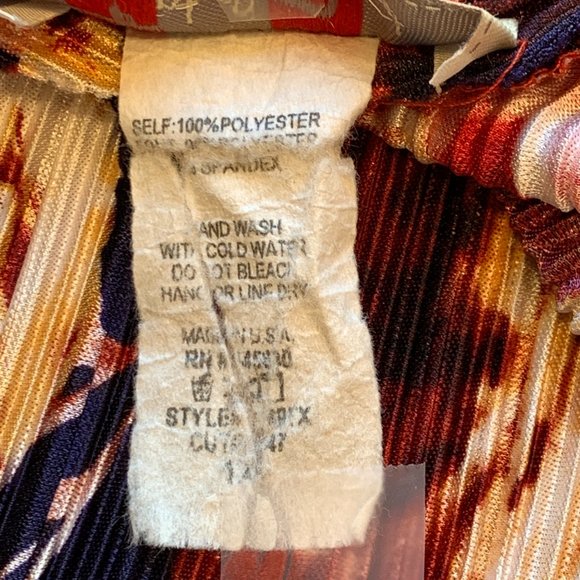 Front of Closet Open Front Top Accordion Pleated Raw Seams MultiColor Womens 1X - Picture 8 of 8